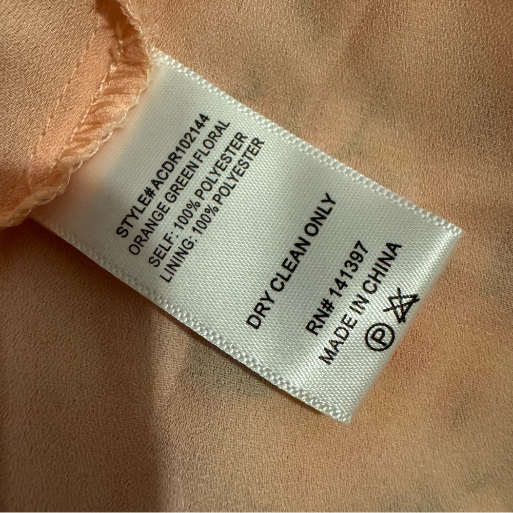 ASTR The Label Lunaria Pleated Midi Dress Orange Green Floral Chiffon Size M - Picture 9 of 15